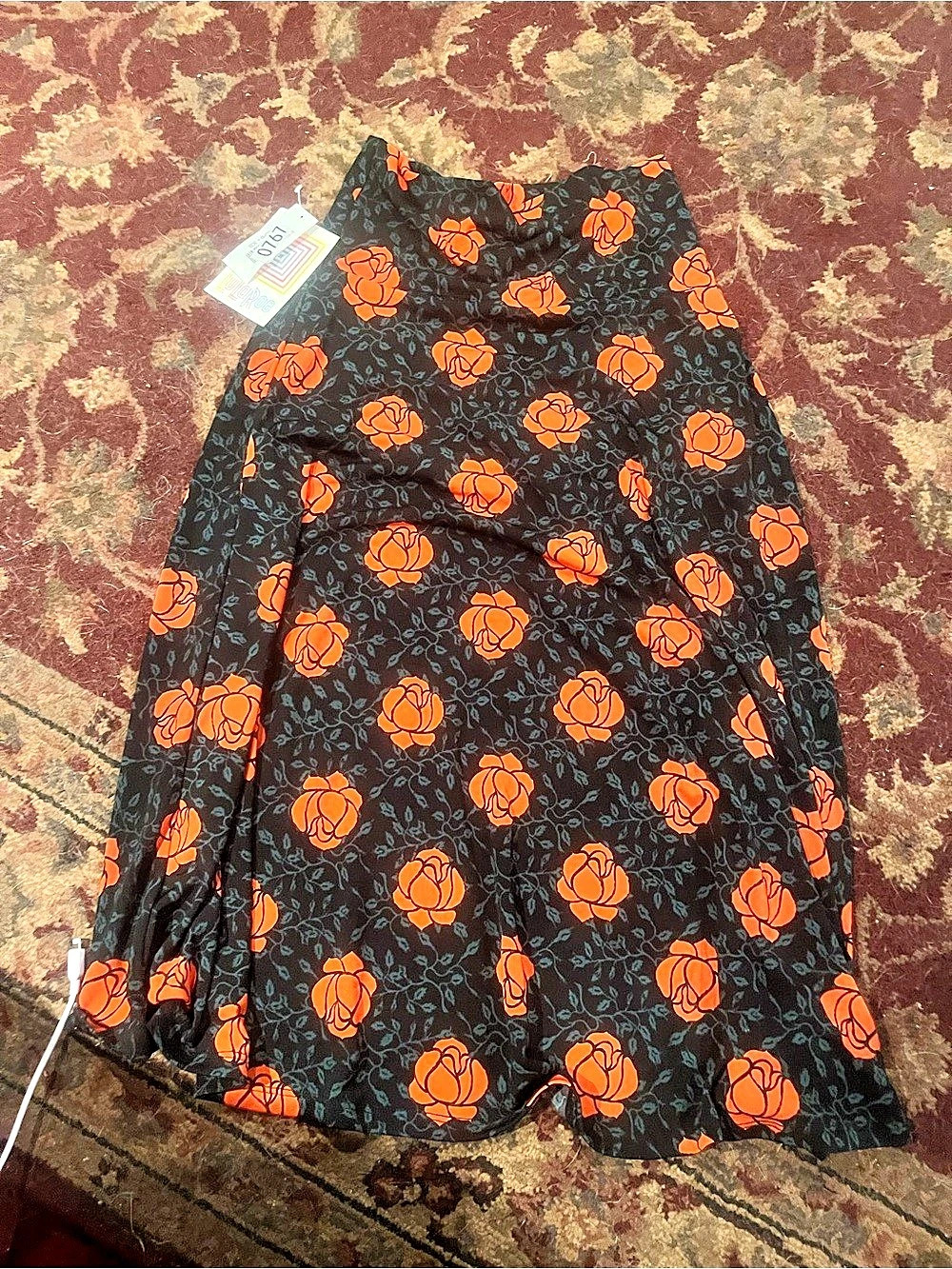 LuLaRoe Azure Skirt Black & Orange Floral Size XXS